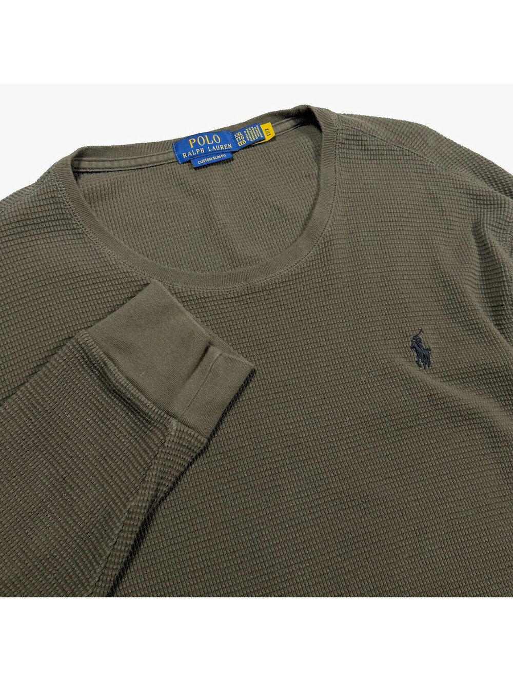 Polo Ralph Lauren Men's Custom Slim Fit Waffle-Knit Crewneck Cotton Sweater 2XL